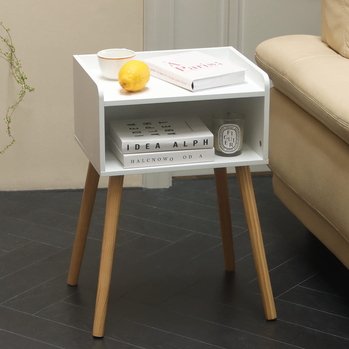 White Nightstand, Small Bed Side Table