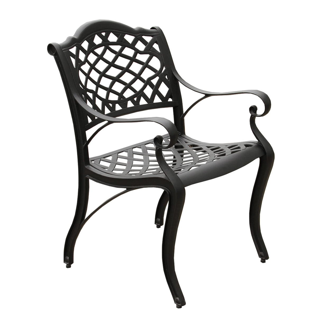 Traditional Outdoor Cast Aluminum Black Patio Dining Chair