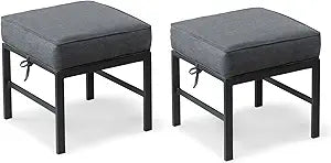 2 Pieces Outdoor Ottomans for Patio, Assembled Aluminum Outdoor Patio Footstool