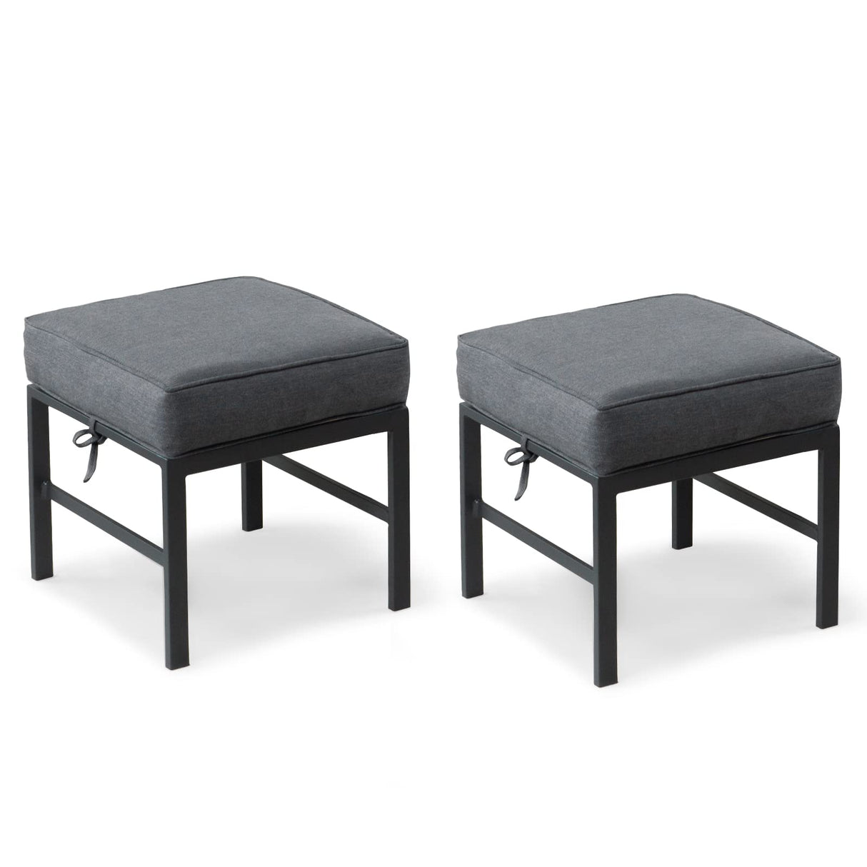 2 Pieces Outdoor Ottomans for Patio, Assembled Aluminum Outdoor Patio Footstool