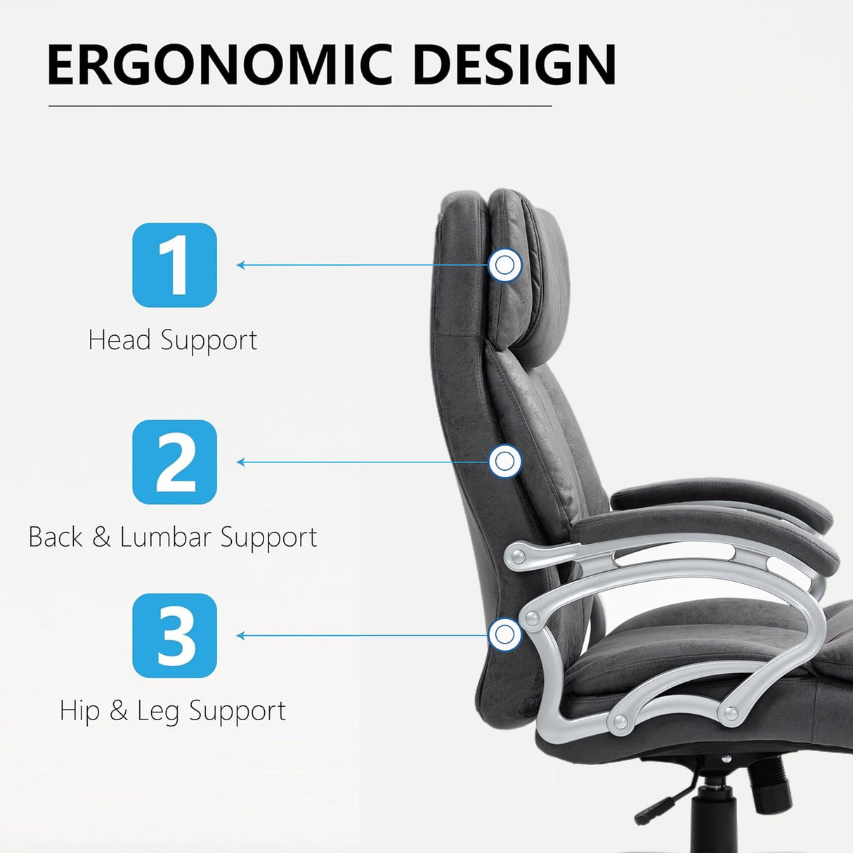 Big and Tall Office Chair 400lbs, Executive Chair Heavy Duty Office Chair