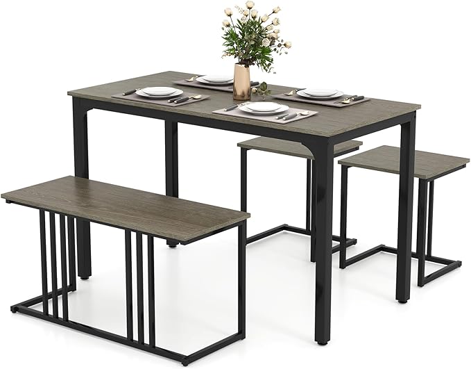 4-Piece Dining Table Set for 4, Modern Kitchen Table and Chairs, Nesting Furniture Set