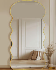 Full Length Mirror, 76"x34" Wavy Mirror Full Length with Stand for Bedroom