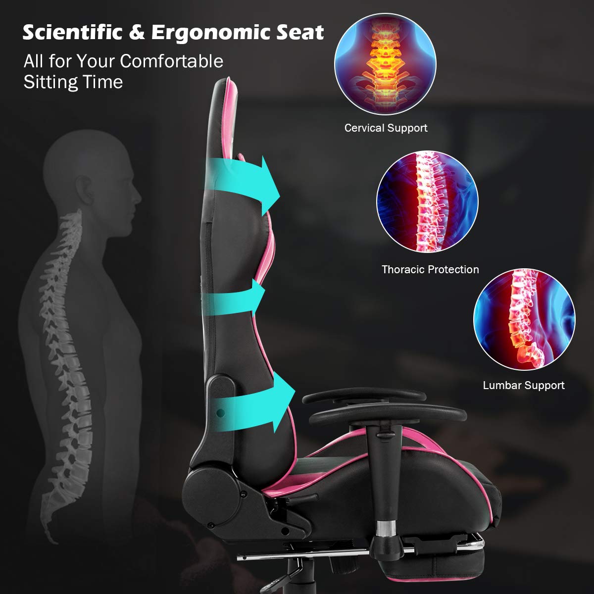 Massage Gaming Chair with Footrest - Ergonomic Reclining Office Chair