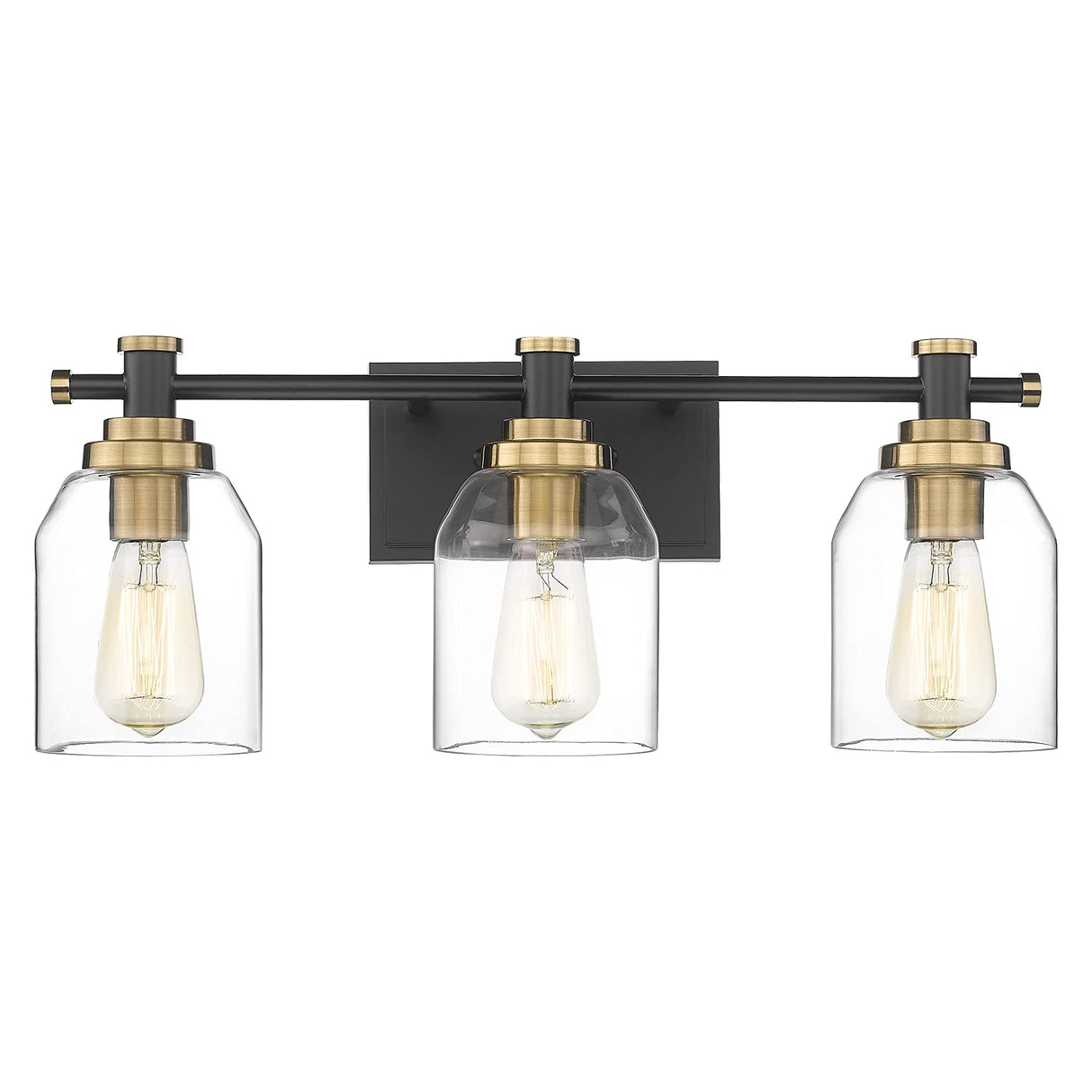 3-Light Vanity Light, Modern Bathroom Light Fixtures 21 Inch, Black and Gold Finish
