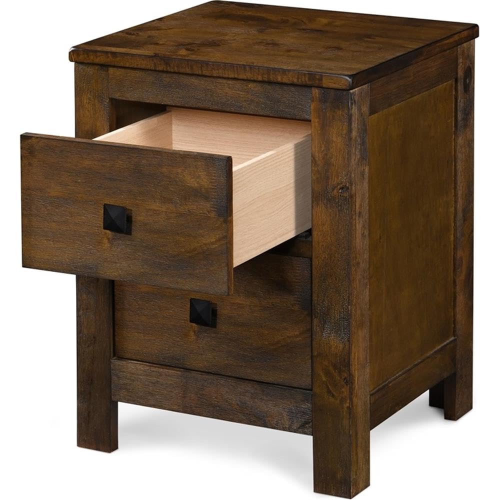 Stratford Farmhouse Wooden Nightstand Bedside End Table, Space Saving Design