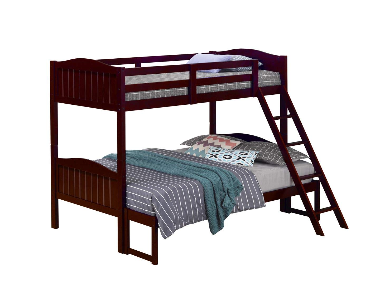 Littleton Solid Wood Twin Over Full Bunk Bed, Espresso