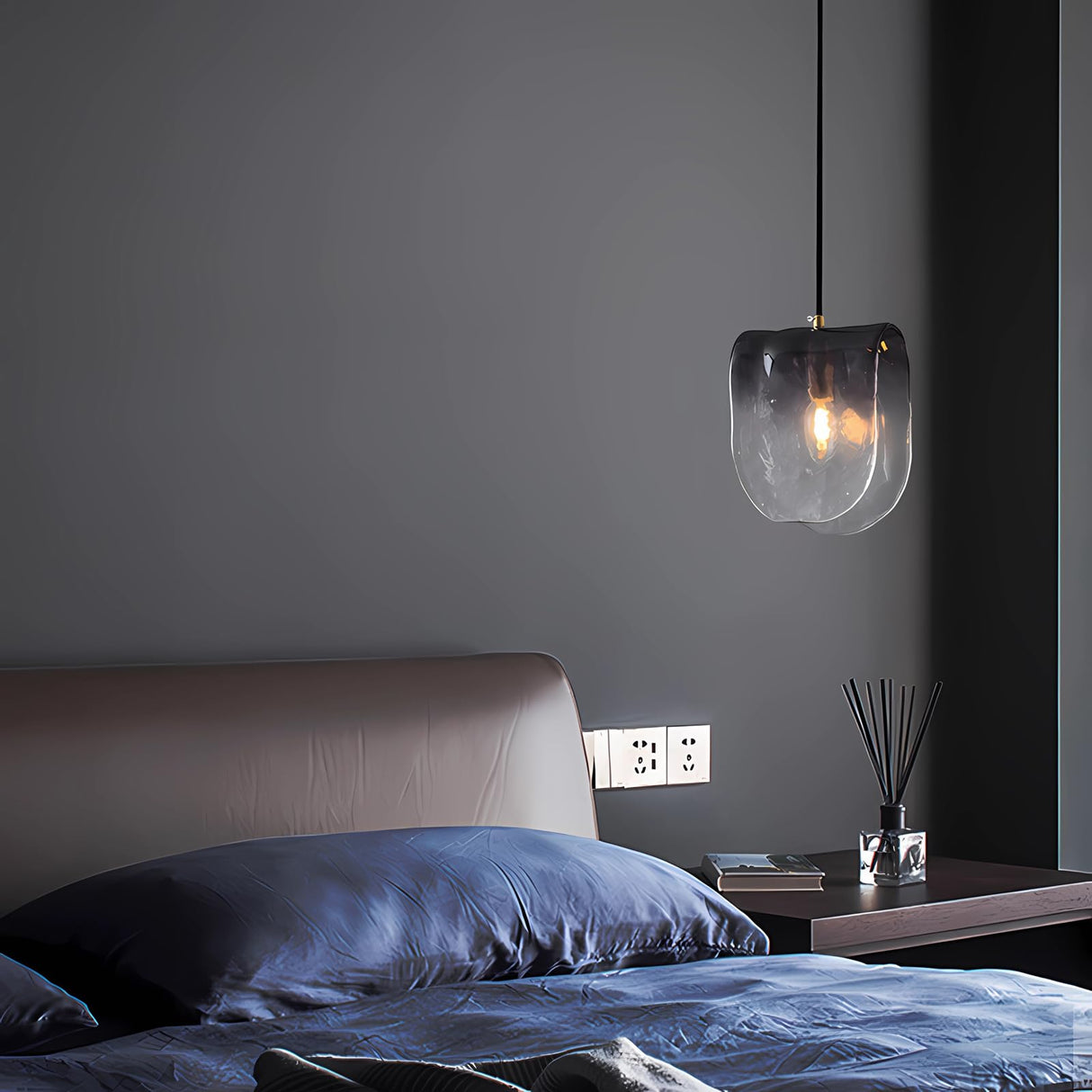 Gradient Smoke Grey Glass Pendant Light - Modern Kitchen Island Lighting