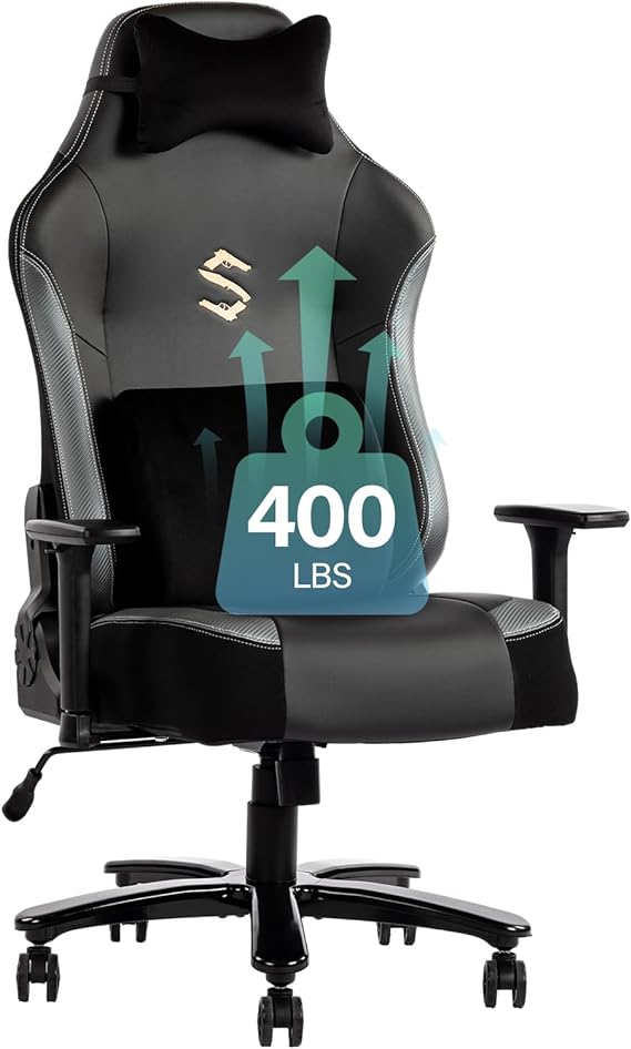 Big and Tall Gaming Chair 400lb Massage Memory Foam Gaming Chair