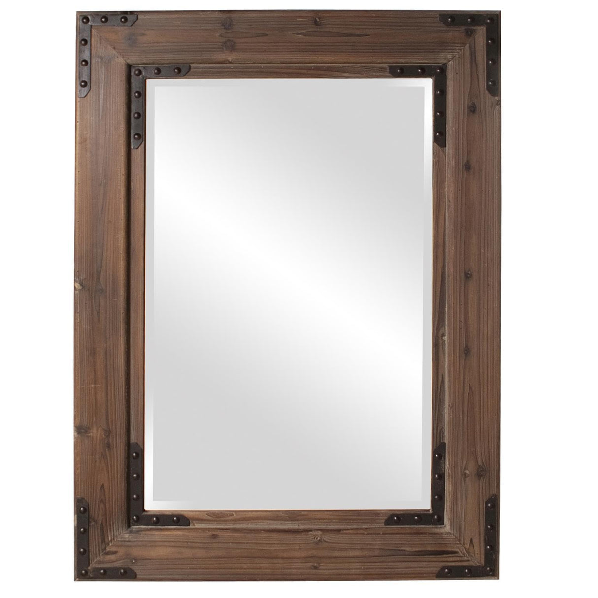 Hanging Rectangular Mirror for Wall, Large Natural Wooden Frame Mirror