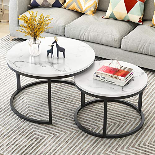 Side Table Pedestal Tables for Living Room, Modern Round Coffee Tables