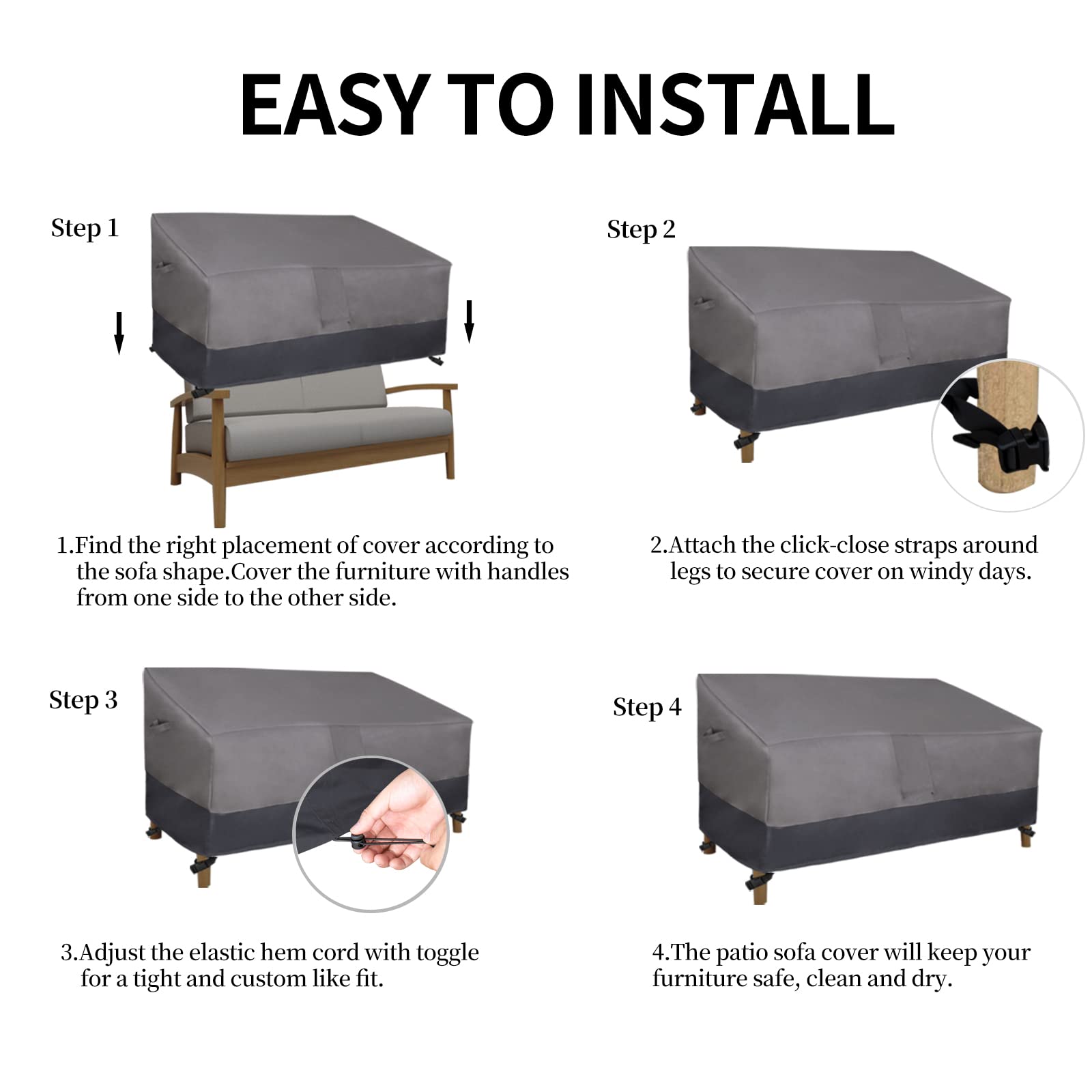 Waterproof Outdoor Sofa Cover, Heavy Duty 2 Seater Outdoor Loveseat Cover