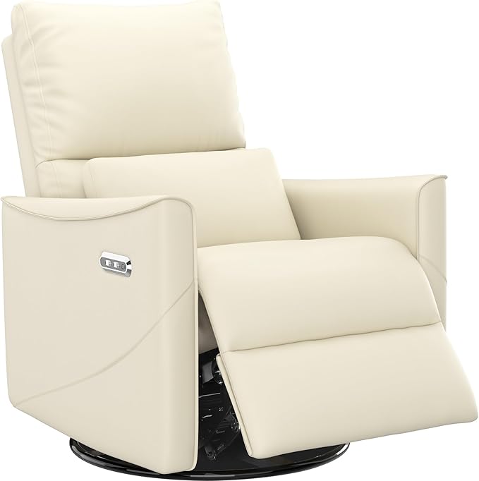 Power Glider Recliner Chair – Swivel Rocking Nursery Seat with Lumbar Support