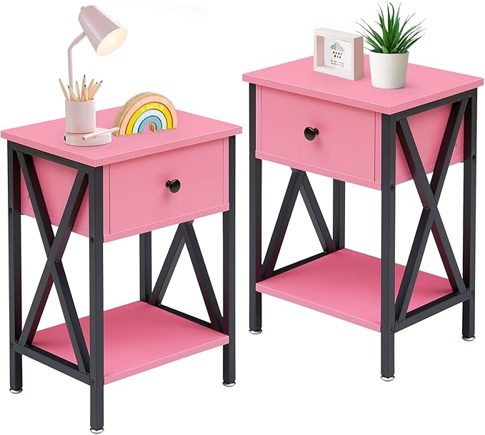 Nightstands Set of 2, Modern Bedside End Tables