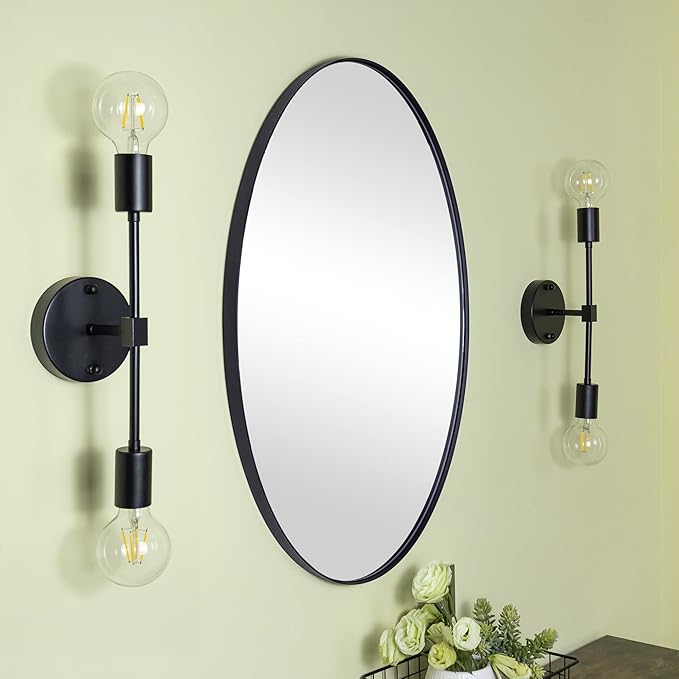 Brushed Nickel Metal Framed Bathroom Mirror