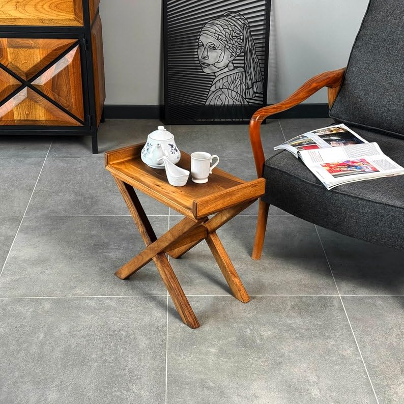 WoodHaven European Walnut Folding Snack Table