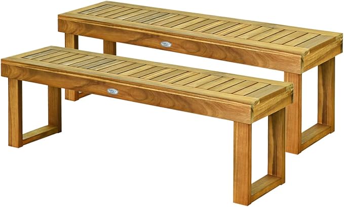 52 Inches Acacia Wood Outdoor Bench, Wood Bench