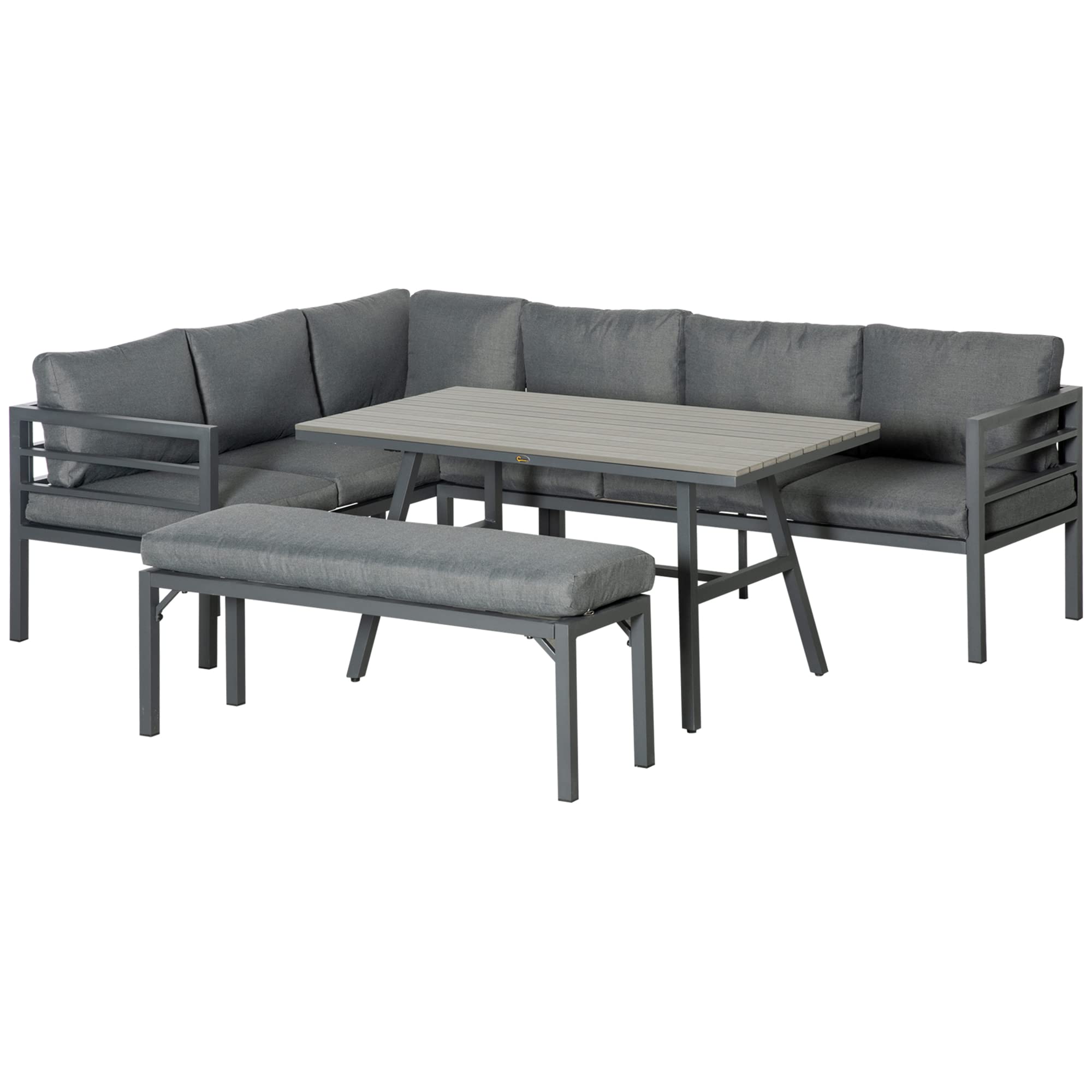 4 Piece Patio Furniture Set, Outdoor L-Shaped Sectional Sofa with 2 Couches