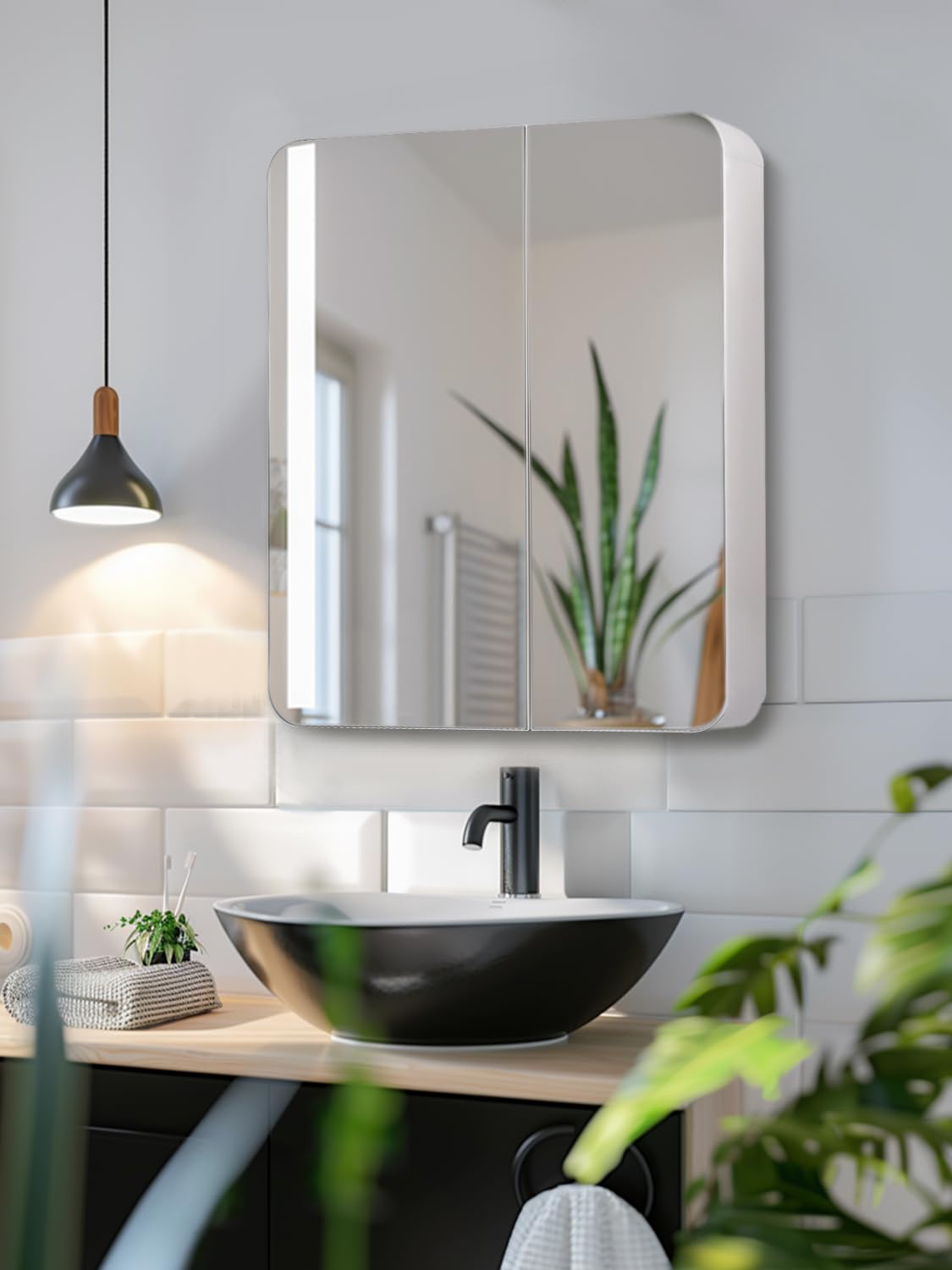 23.5" x 27.5" Medicine Cabinets for Bathroom with Mirror Surface Wall-Mounted Stainless