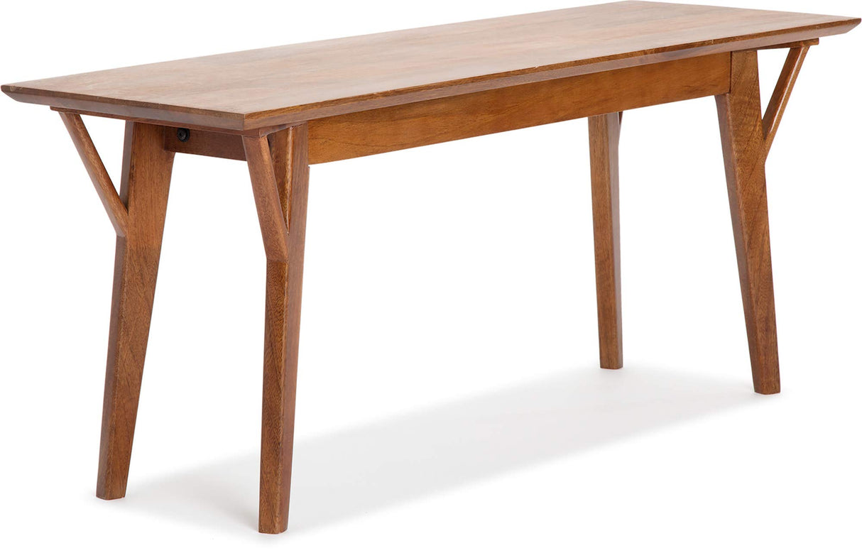 Stratford Mid Century Entryway Bench, Solid Wood Seating for Dining Room