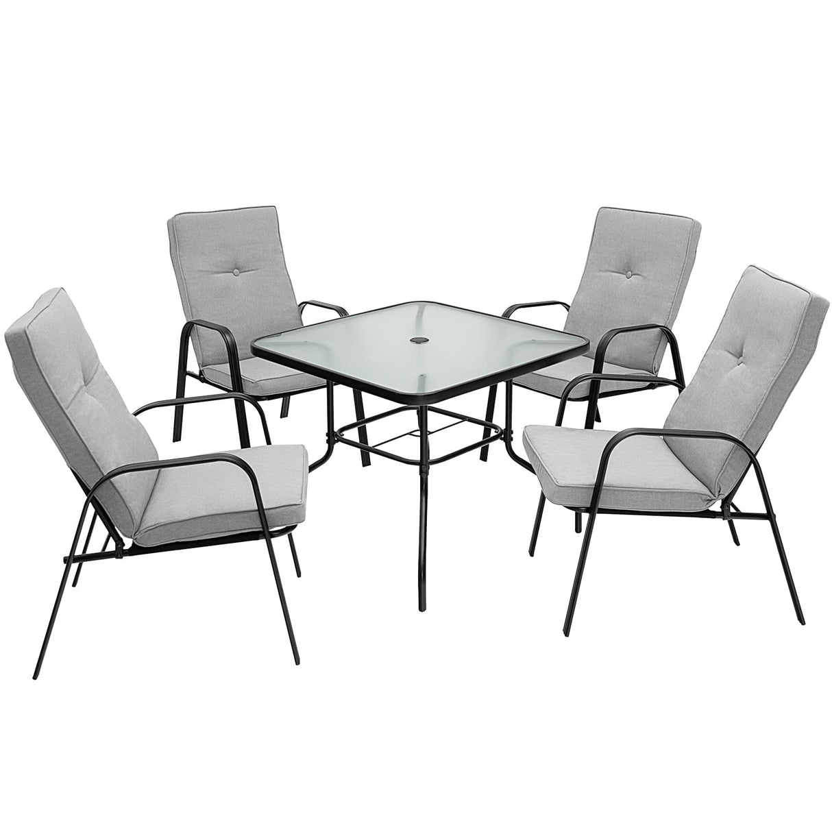 35 Inch Patio Dining Table for 4, Square Outdoor Dining Table with 1.65” Umbrella Hole