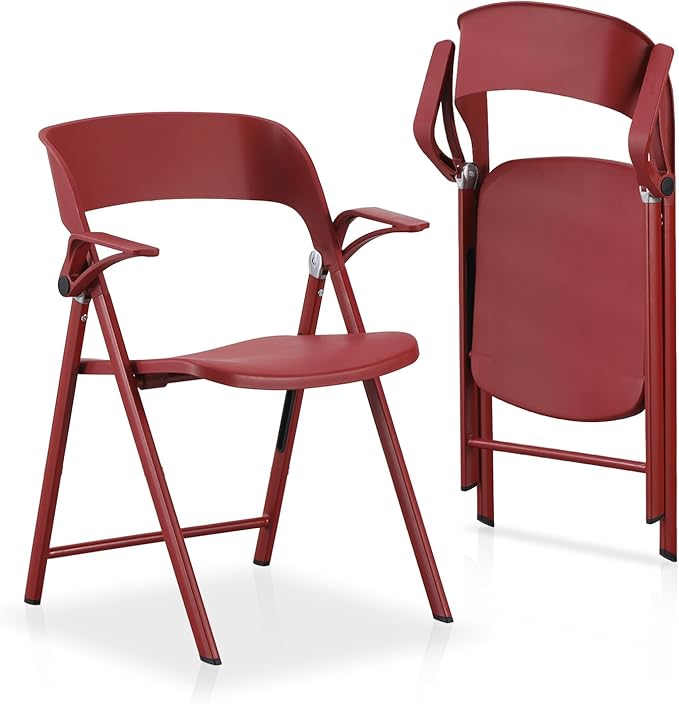 2 Pack Plastic Folding Chair with Armrest, Heavy Duty Foldable Chairs