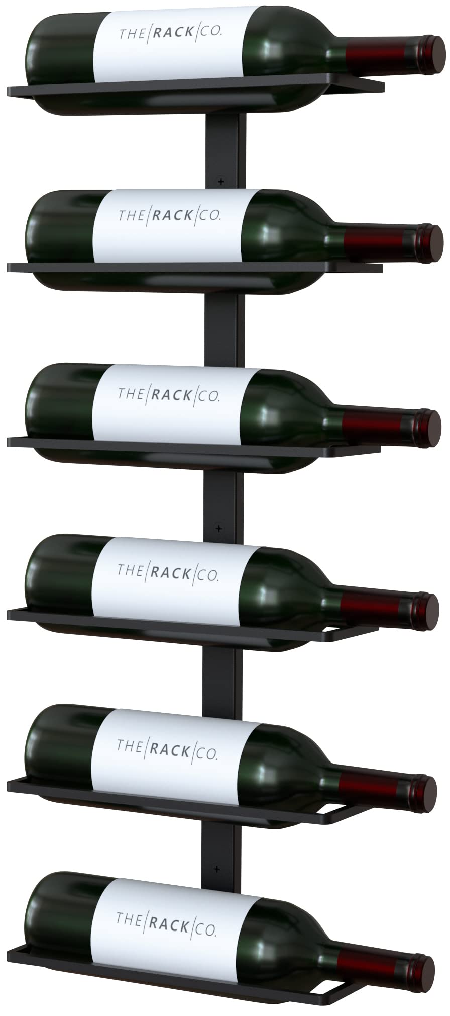 Wall Series - Center Frame Metal Wall Mount Wine Bottle Rack, Black (6 Bottles)