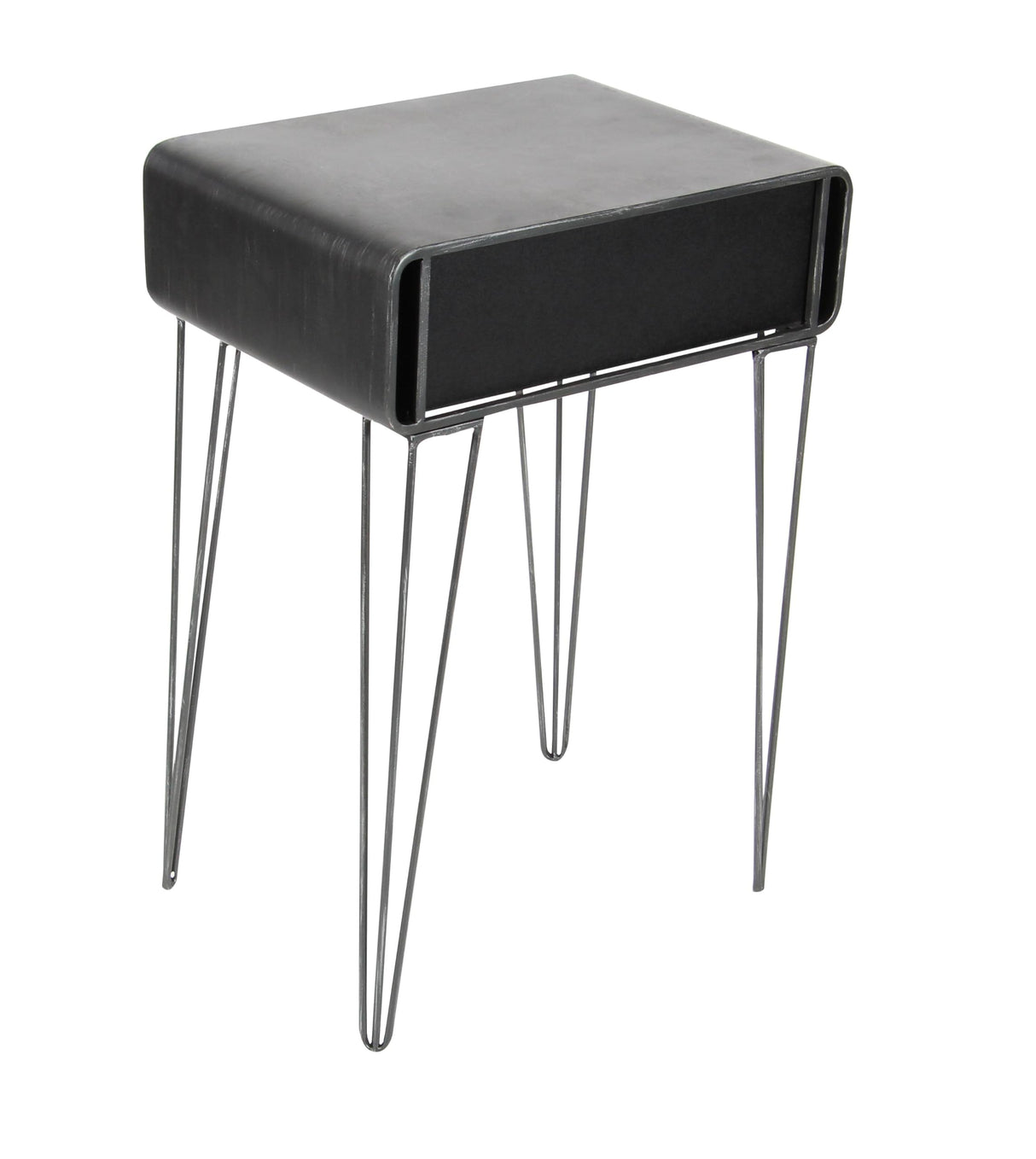 Metal Side End Accent Table Single Drawer End Table, Side Table 17" x 12" x 26", Black