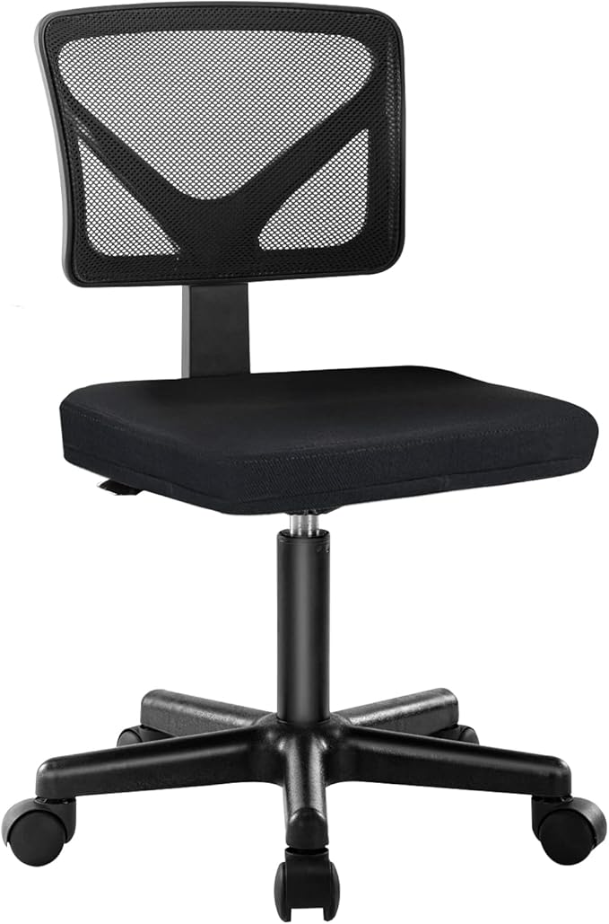 Swivel Computer Office Mesh Desk Chair Armless Small Desk Chair Adjustable Black