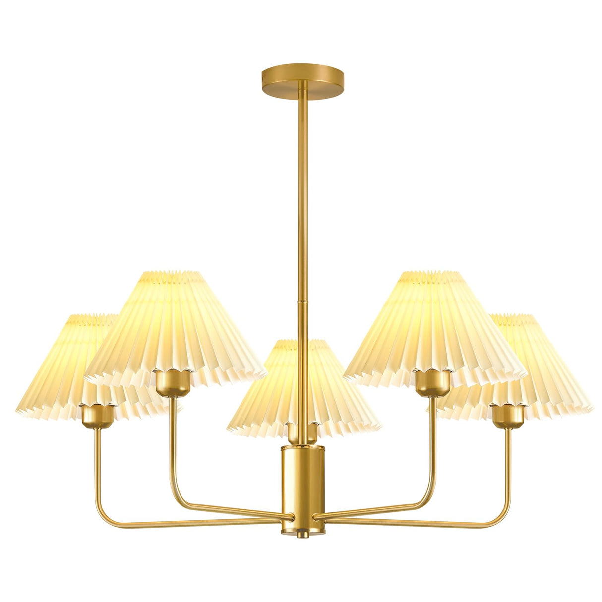 Chandelier Light Fixture, 5-Lights Mid Century Chandelier With Shades For Dining Room