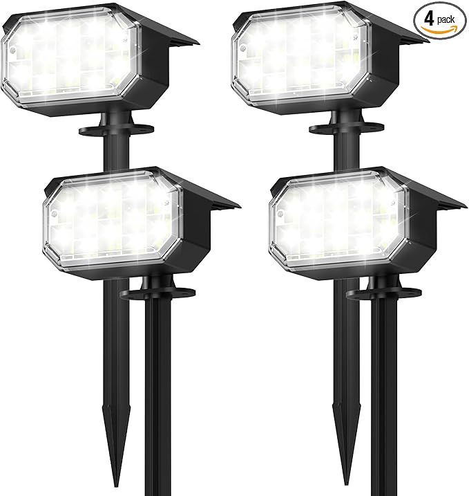 Solar Lights Outdoor Waterproof 66 LED 3 Lighting Modes Solar Spot Lights Outdoor