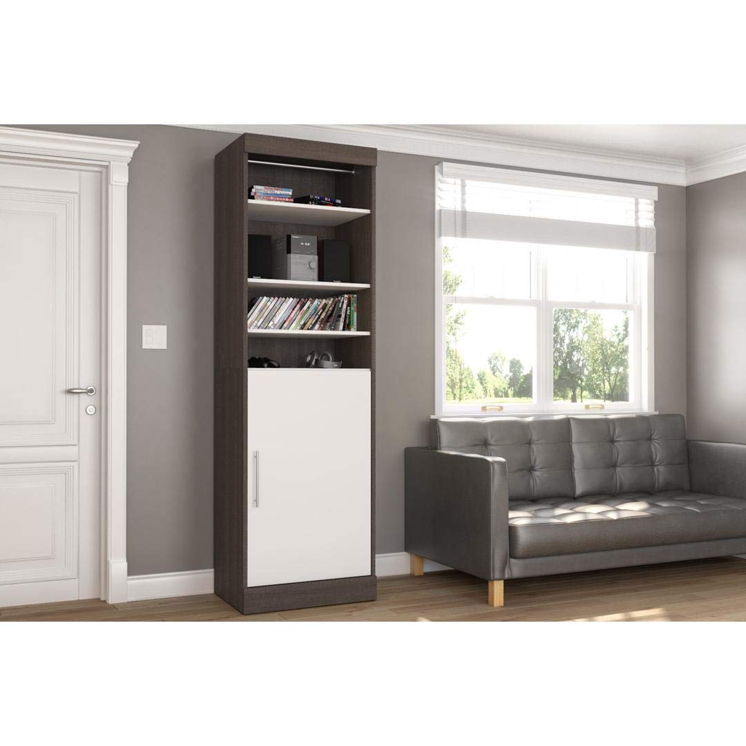 Nebula Shelving Unit with Door, 25W, Bark Grey & White