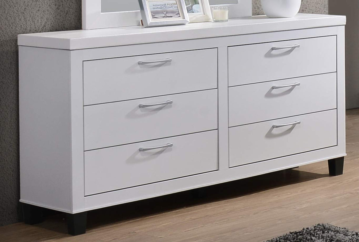 Furniture Contemporary Styling White 5Pc Queen Bedroom Set(Q/D/M/N/C)