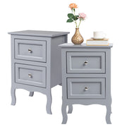 Gray Nightstand Set of 2, Nightstands with 2 Drawers, Bed Side Table/Night Stand