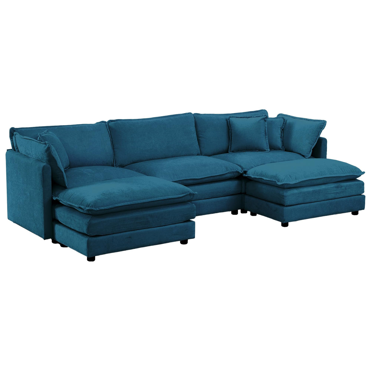 Chenille U-Shaped Modular Sectional Couch, Modern Comfy 3 Seater Deep Seat