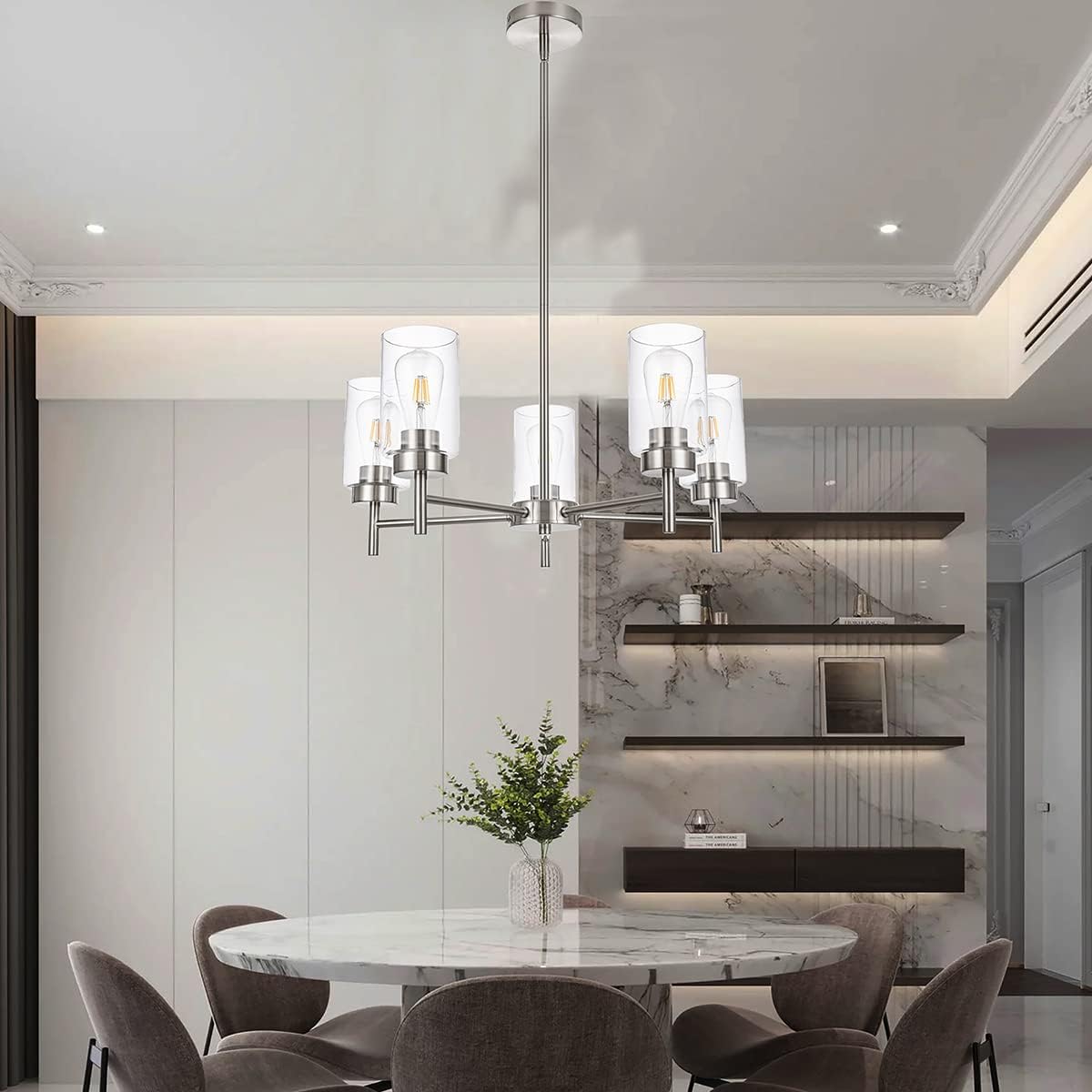 Light Farmhouse Chandelier for Dining Room Kitchen Island, Modern