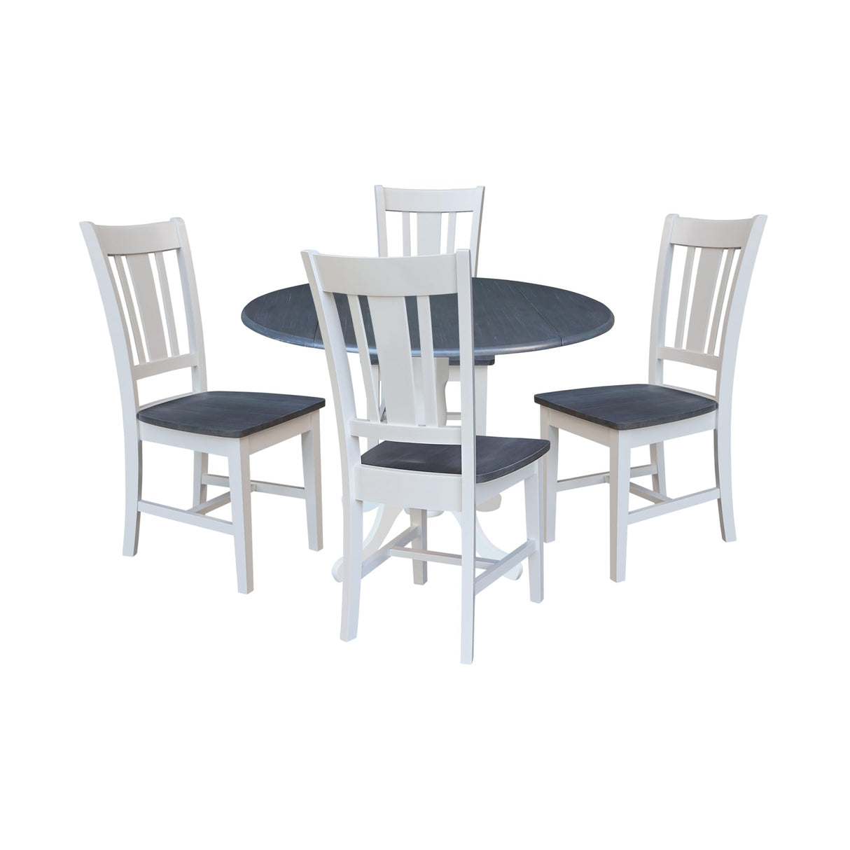 K05-42DP-C10-4 42 in. Dual Drop Leaf Table with 4 Splat Back Chairs-5 Piece Dining Set,