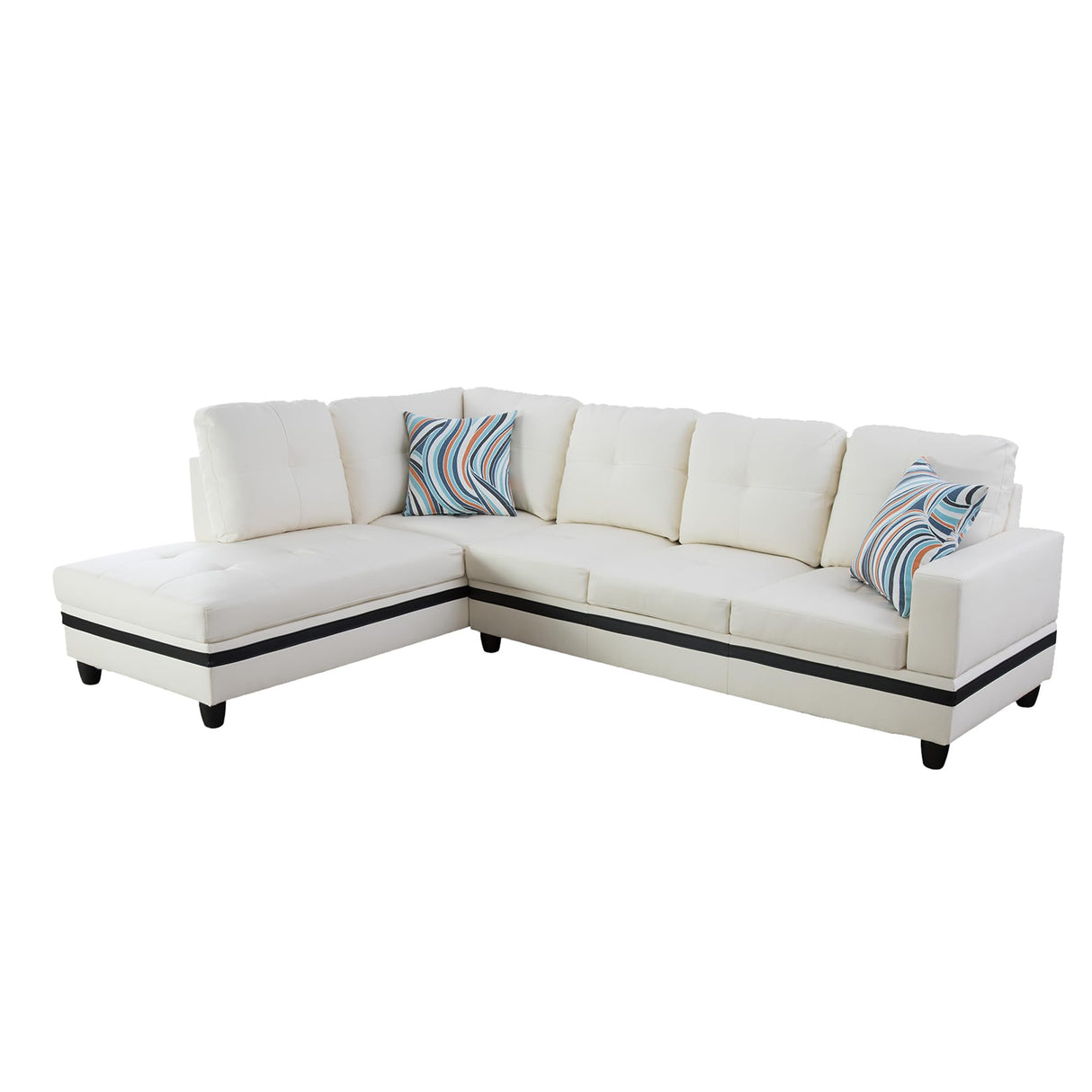 L Shaped Couch Sectional Couches for Living Room 2 Pieces Semi-PU Leather Modular