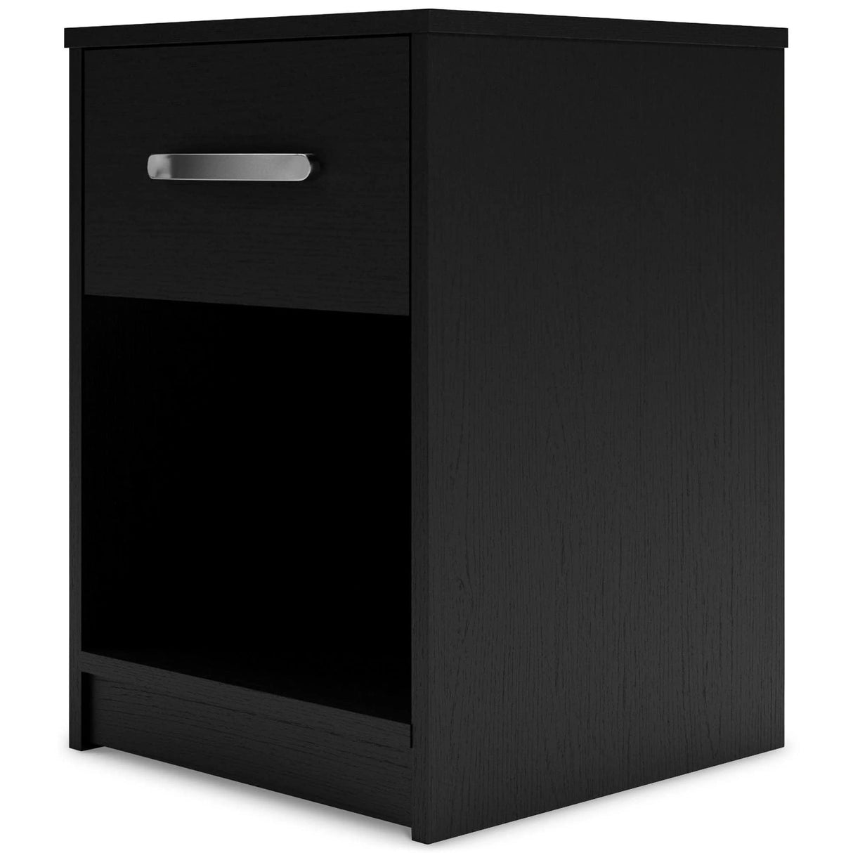 Finch Modern 1 Drawer Night Stand with Open Cubby, Black