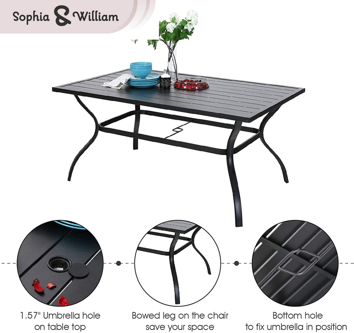 Patio Dining Set 7 Piece Wicker Outdoor Table and Chairs Furniture Set