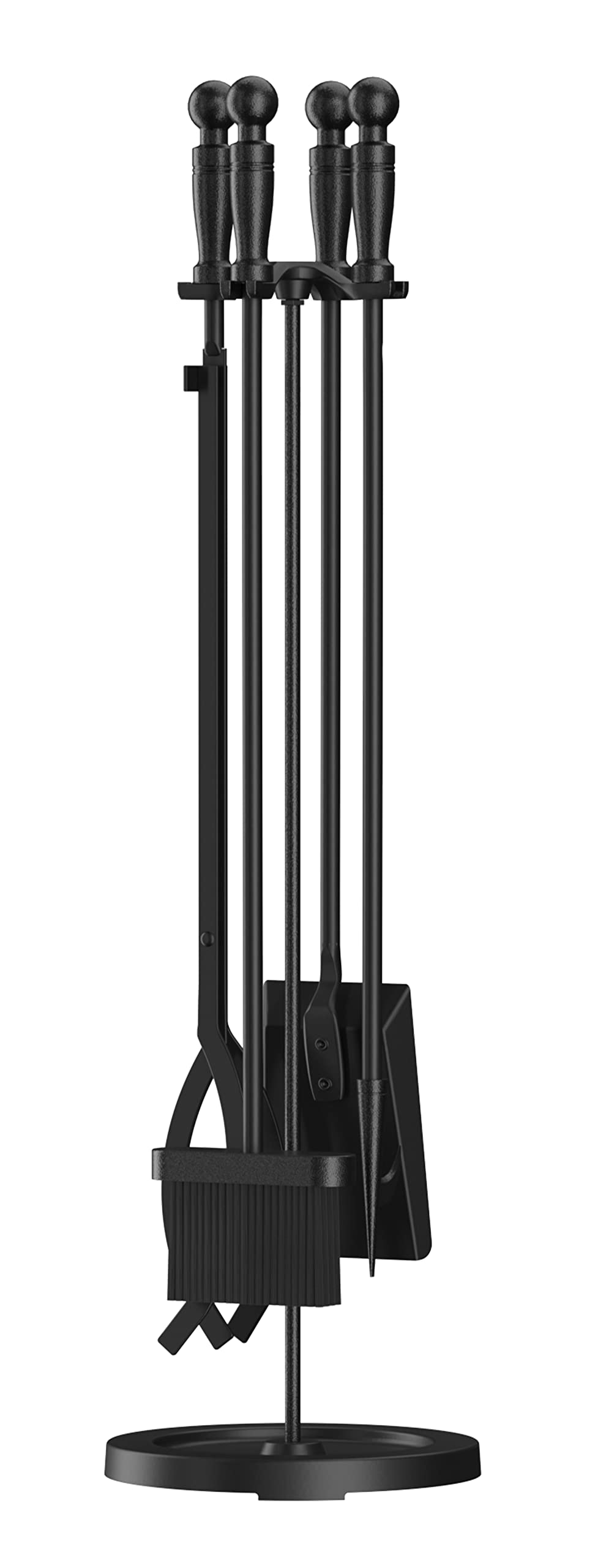 Fireplace Tools Set 5 Pieces Wrought Iron Fire Place Pit Poker Holder 31" H (Black)