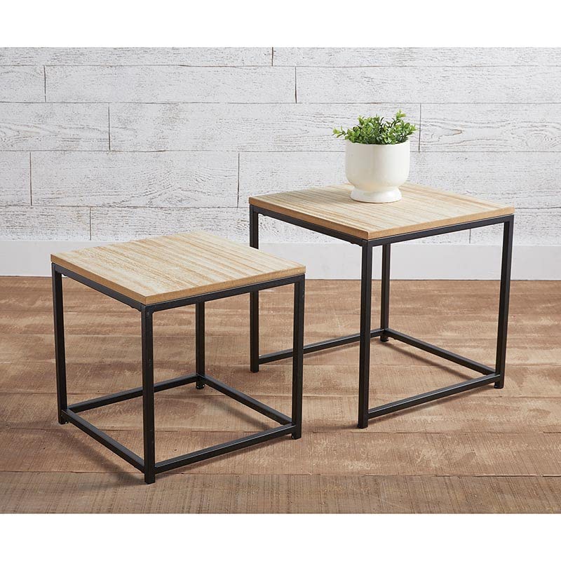 Contemporary Rectangular Wood Top Nesting Accent End Or Side Tables for Living Room