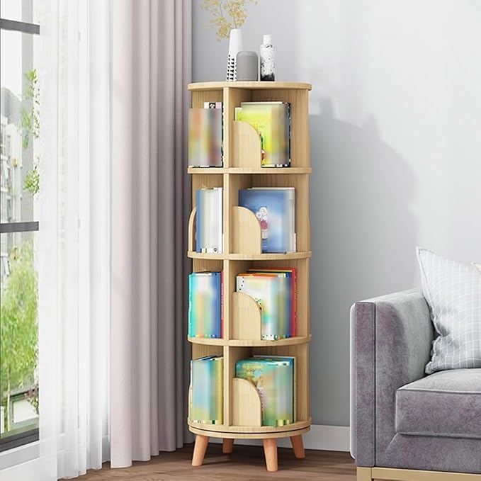 4 Tier Floor Standing Bookcase,Home High - Density Bookcase, Wood Bookshelf Organizer