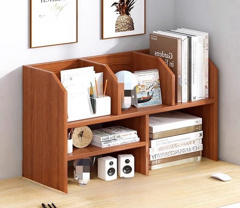 DWEJYCAA Open Desk Shelf,Multi-Tier Storage Rack, Space-Saving Organizer for Office, Study, Bedroom, or Living Room(Gray)