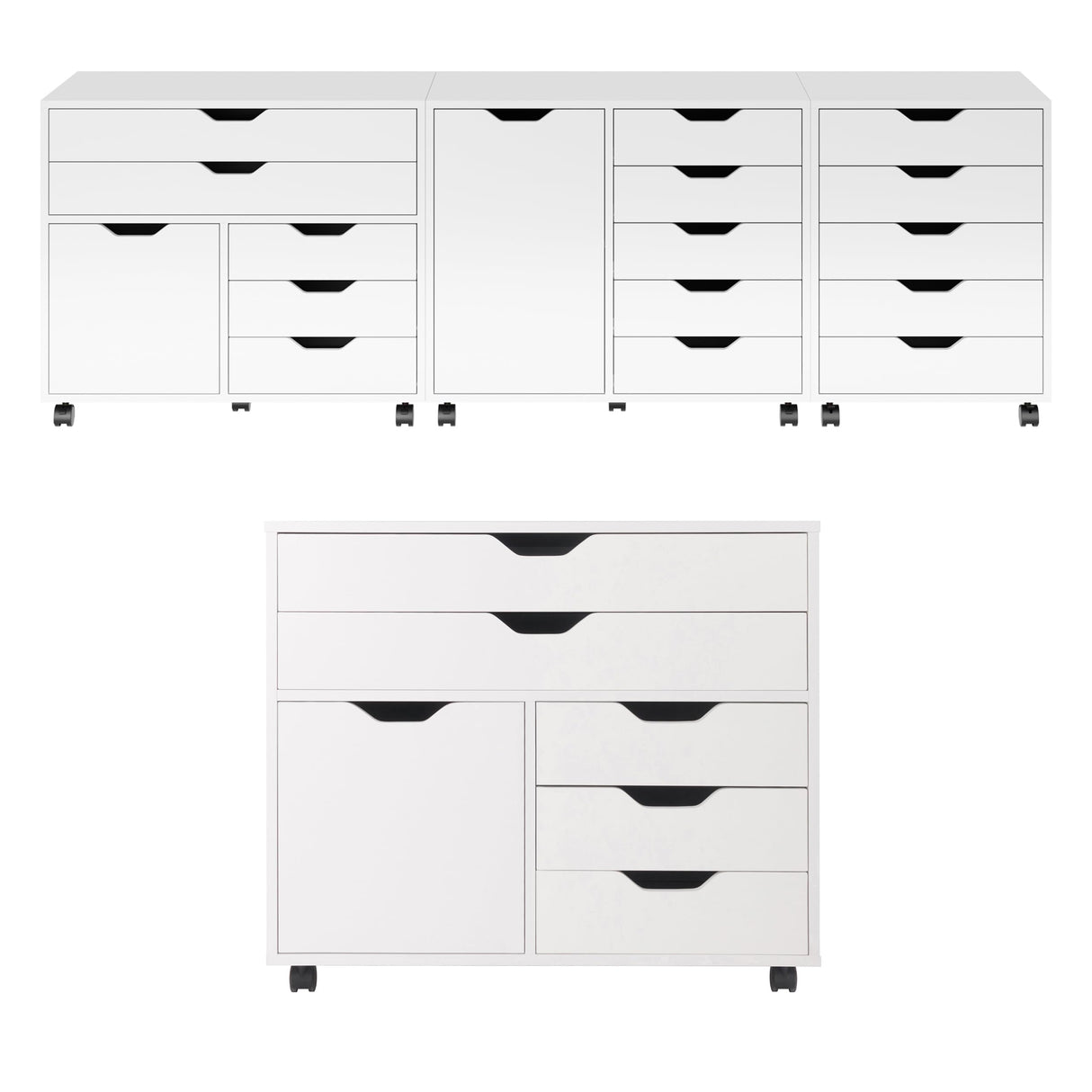 Halifax Storage Mobile Cabinets, 1 Door, 3 Drawers, 2 Wide Drawers, for Home Office