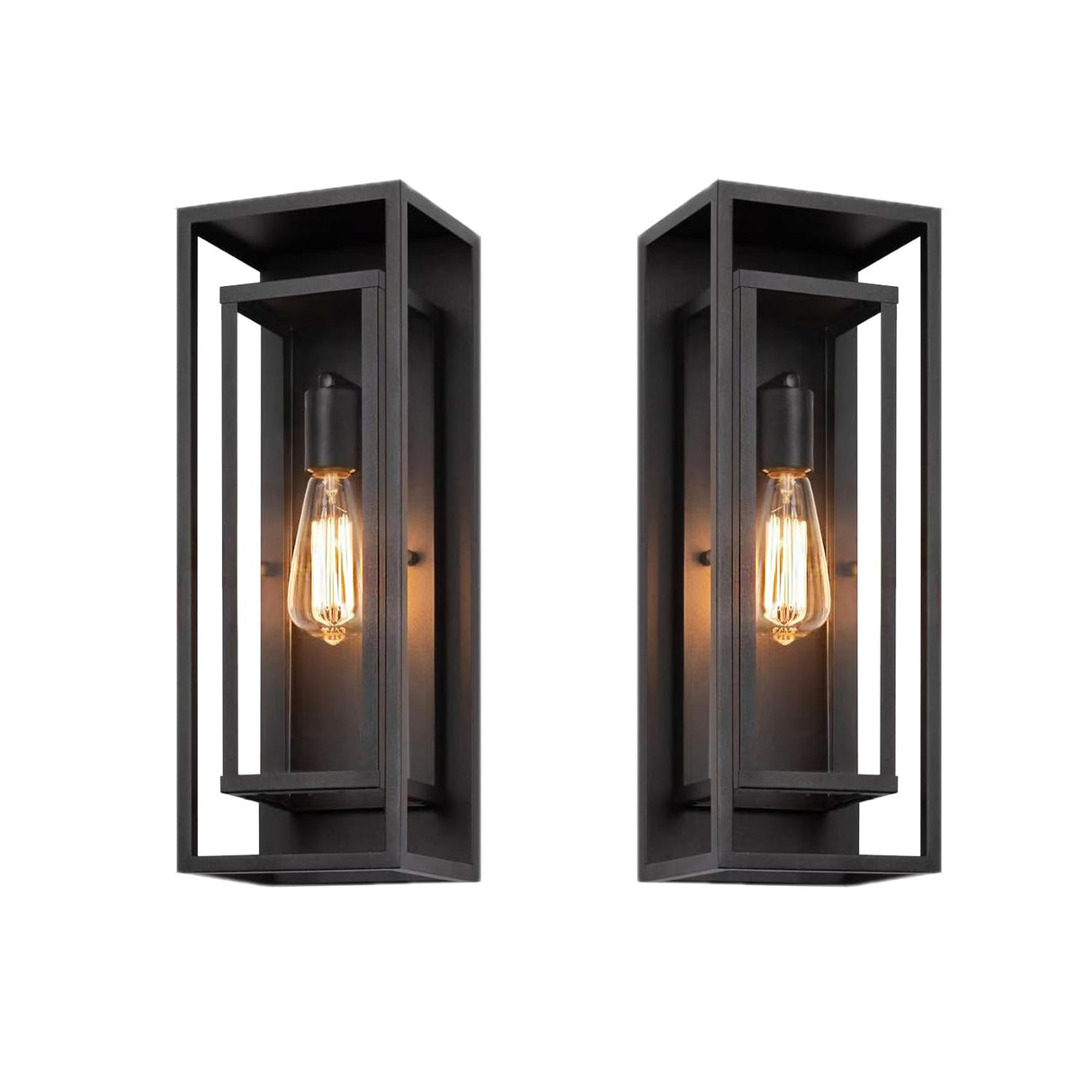 2 Pack 18 inches Outdoor Wall Lantern Light Fixture, Large Black Exterior Waterproof