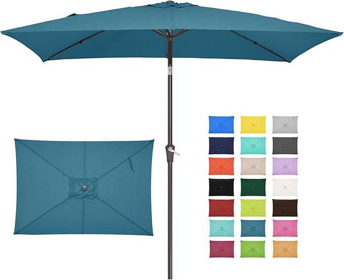 6.5x10 ft Rectangular Patio Umbrellas Outdoor Market Umbrella with Push Button