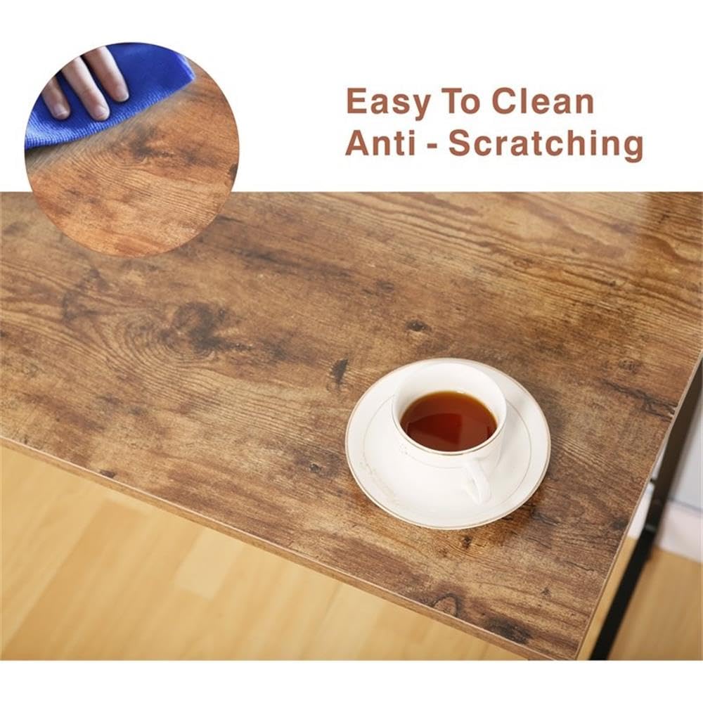 JJS L-Shaped Home Office Corner Writing Computer Desk with Build-in Bookcase, Wood Metal Modern Study Laptop Table Workstation with Storage Shelves for Small Space, Antony Rustic Brown