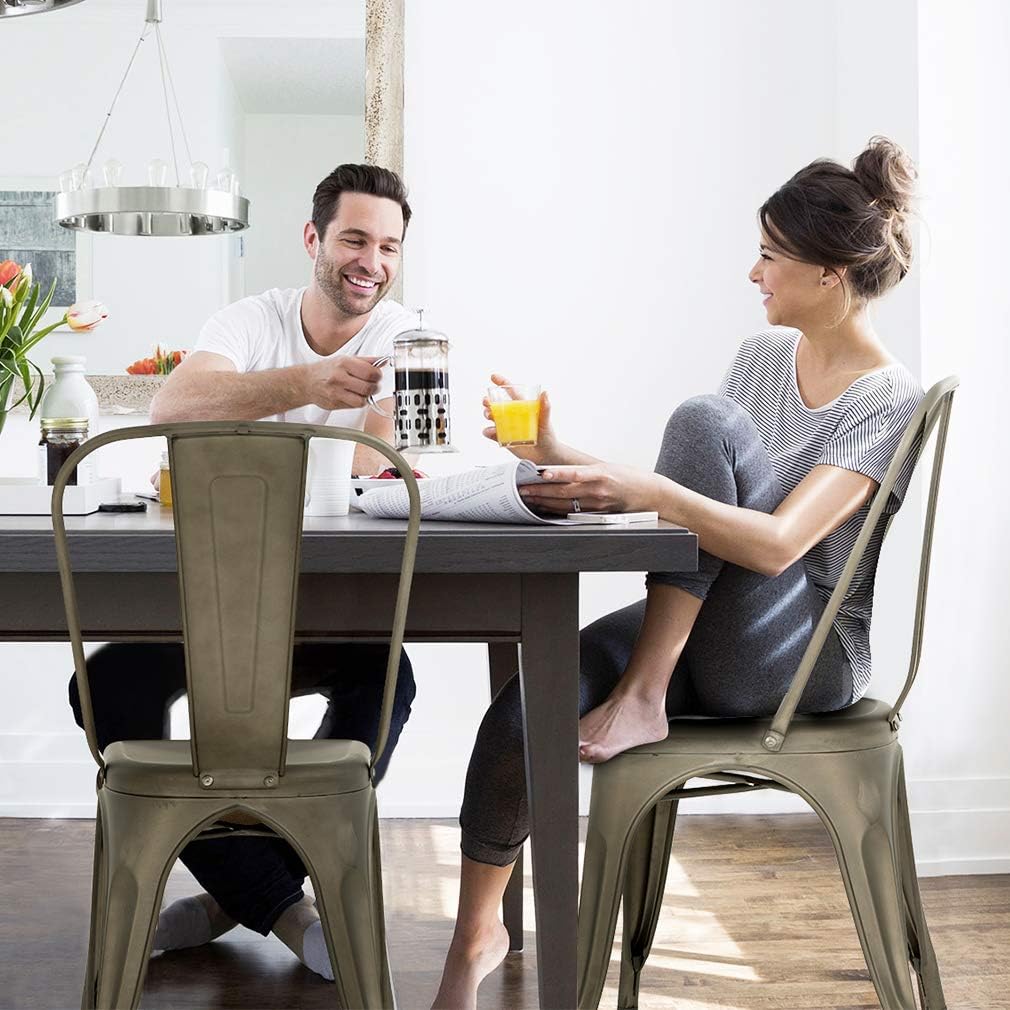 Metal Chair Dining Chair Set of 4 Patio Chair Home Kitchen Chair 18 Inch Seat Height