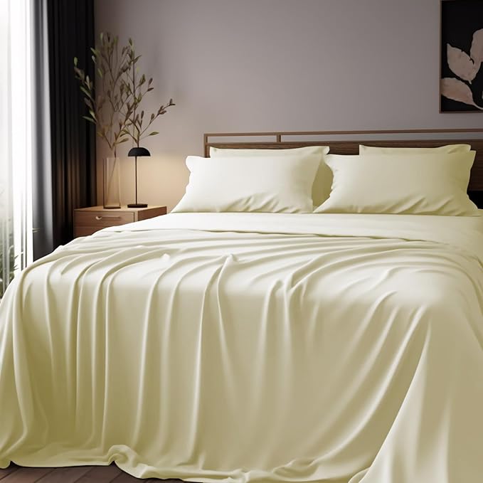 Bamboo Sheets King Size Bed Sheets 4-Pcs Set
